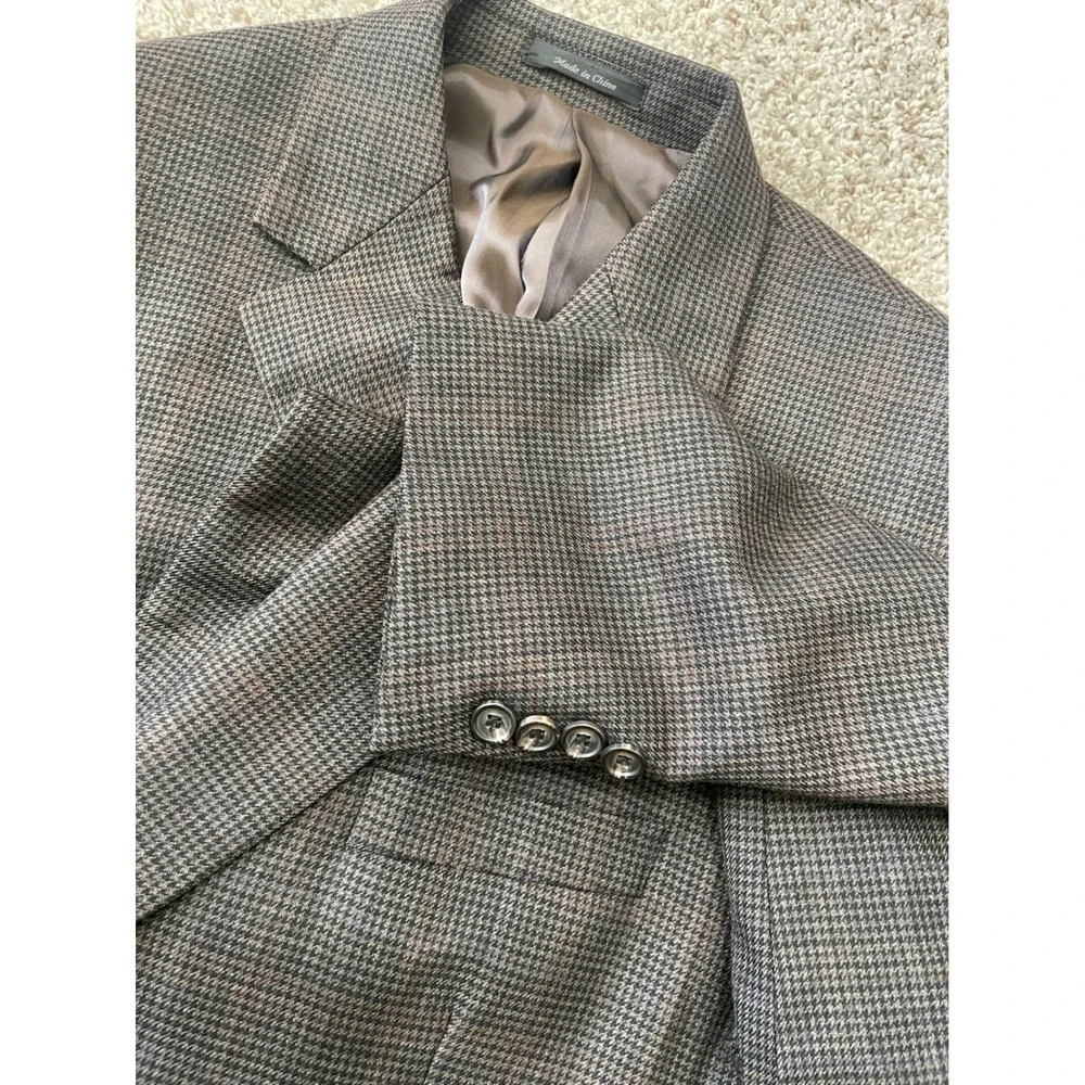 Lauren Ralph Lauren Blazer Mens 46R‎ Brown Houndstooth Sport Coat Good Condition